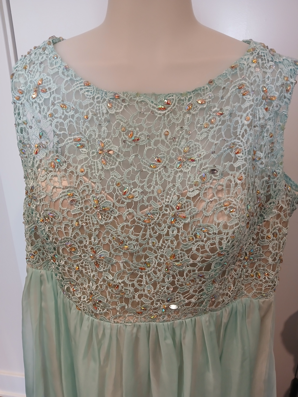 COLORS Mint Lace Beaded Midi Dress